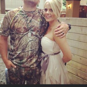 High low strapless dress. Soft pink and sparkle. Size 3